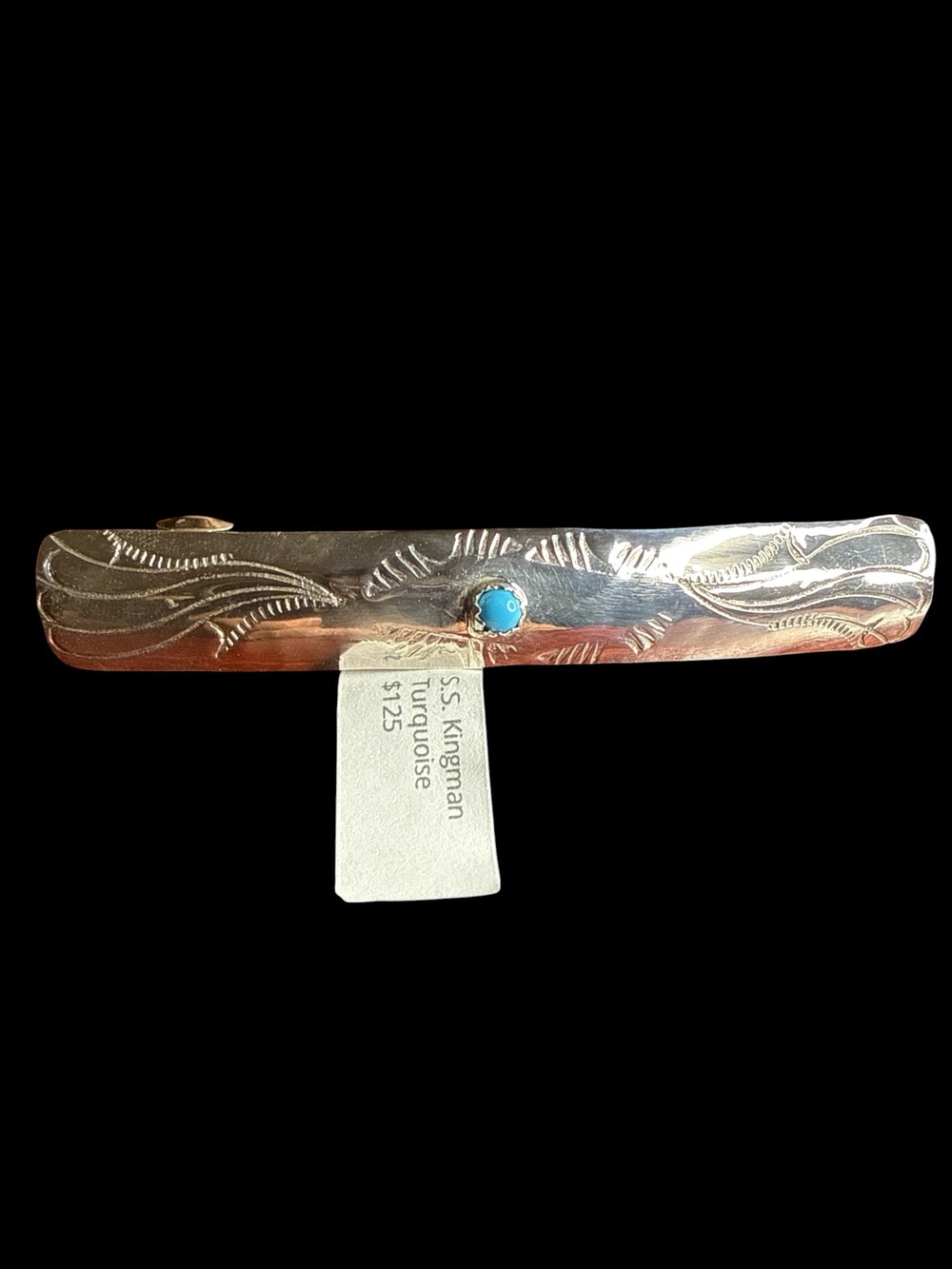 Genevieve Jones Navajo Sterling Silver Kingman Turquoise Hair Barrette 3.25"